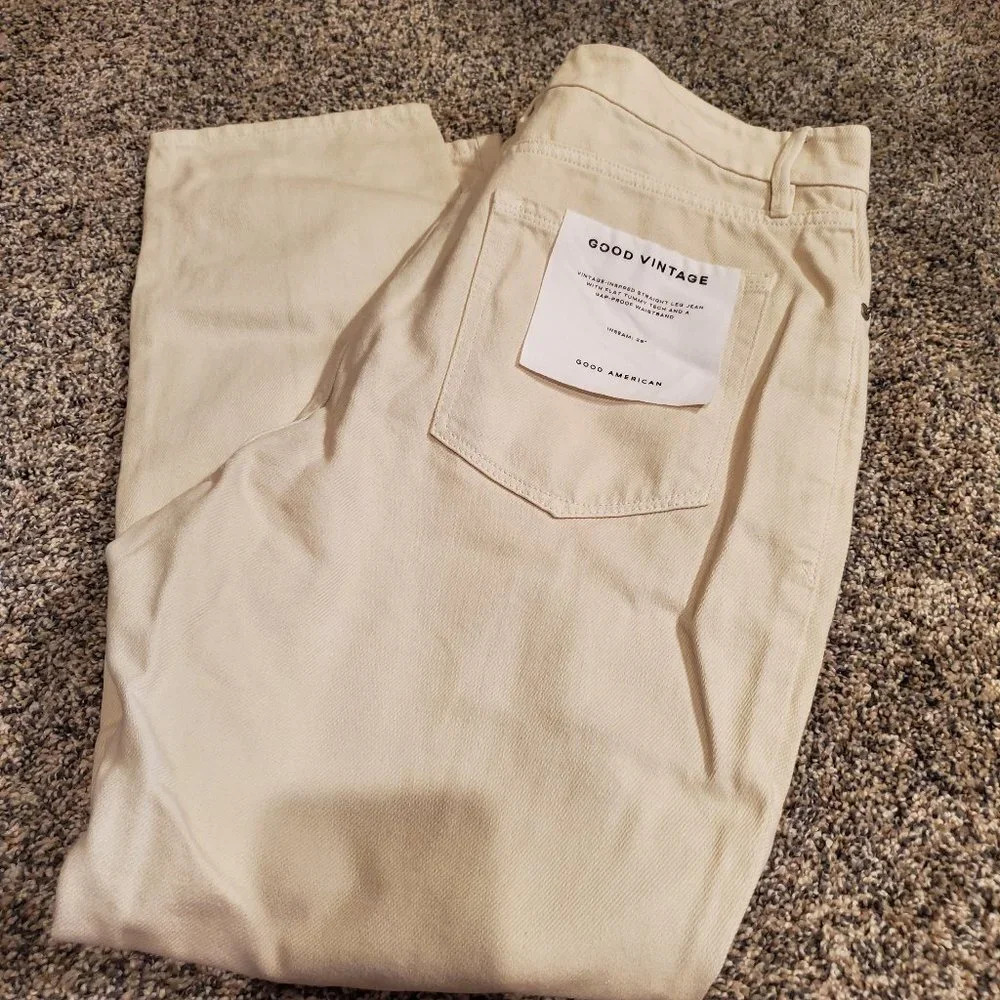 NWT Good American Good Vintage Straight Leg Jeans Bone Size 14